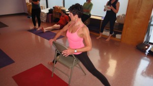 Virabhadarasana 2 with chair